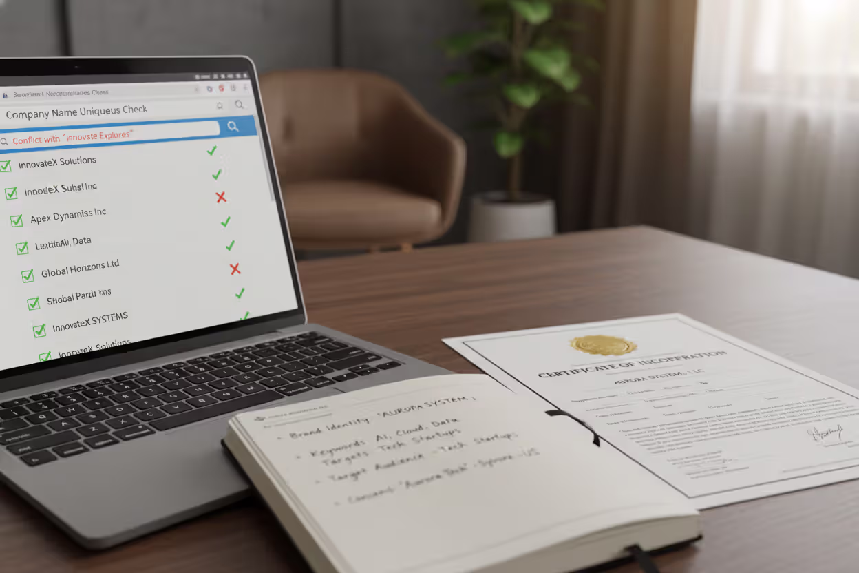 Checking business name availability and trademark conflict risks