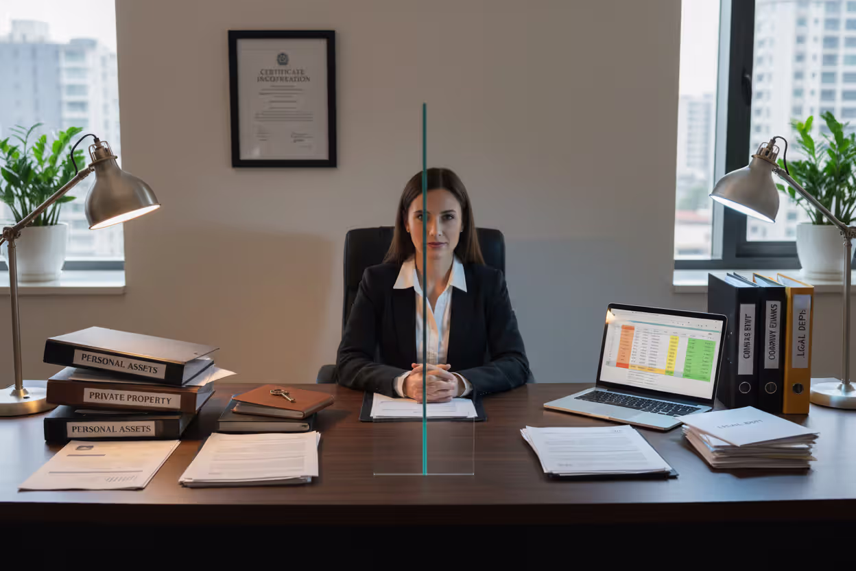 Business owner separating personal assets from business entity documents