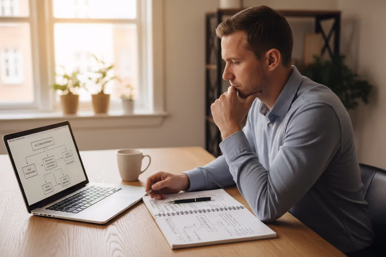 Entrepreneur comparing business structure options before making a decision