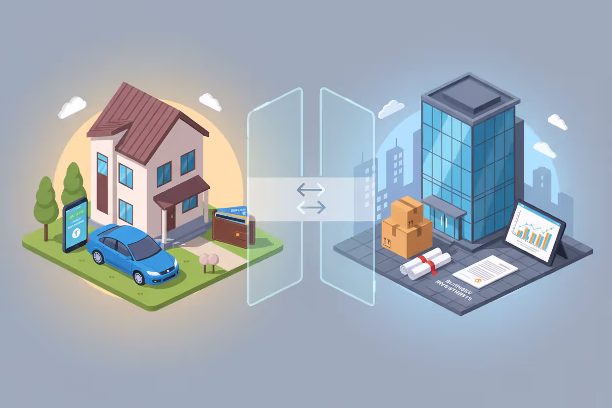 Visual separation between personal assets and business assets