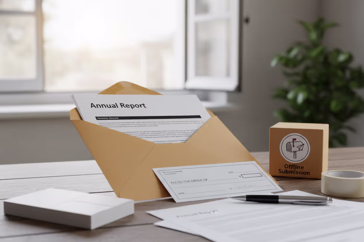 Paper LLC annual report documents prepared for mailing