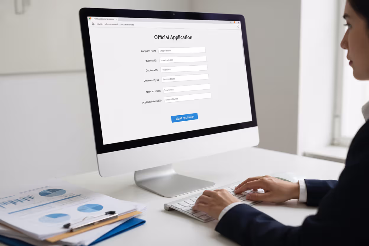 Business owner applying online for a certificate of good standing