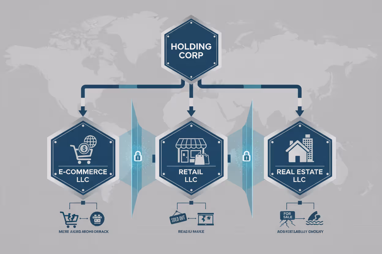 Corporation using multiple LLCs for asset segregation and risk isolation