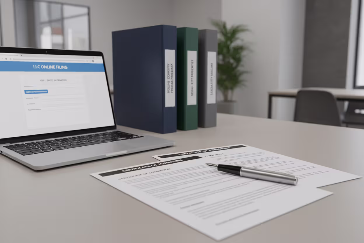 LLC formation paperwork for creating a holding company structure