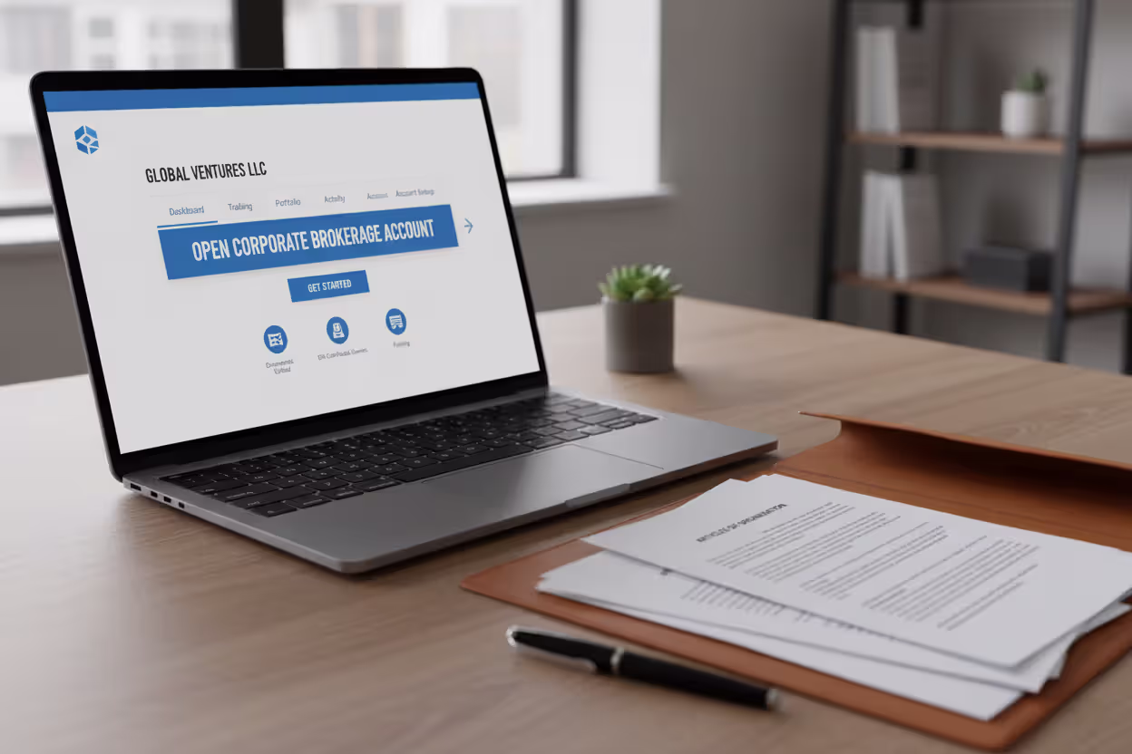 Business brokerage account setup with LLC documents