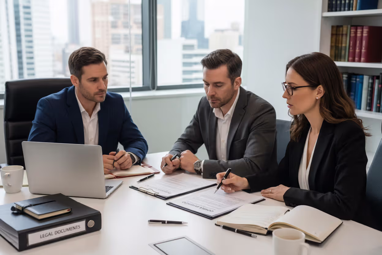 Attorney reviewing an LLC operating agreement with business partners