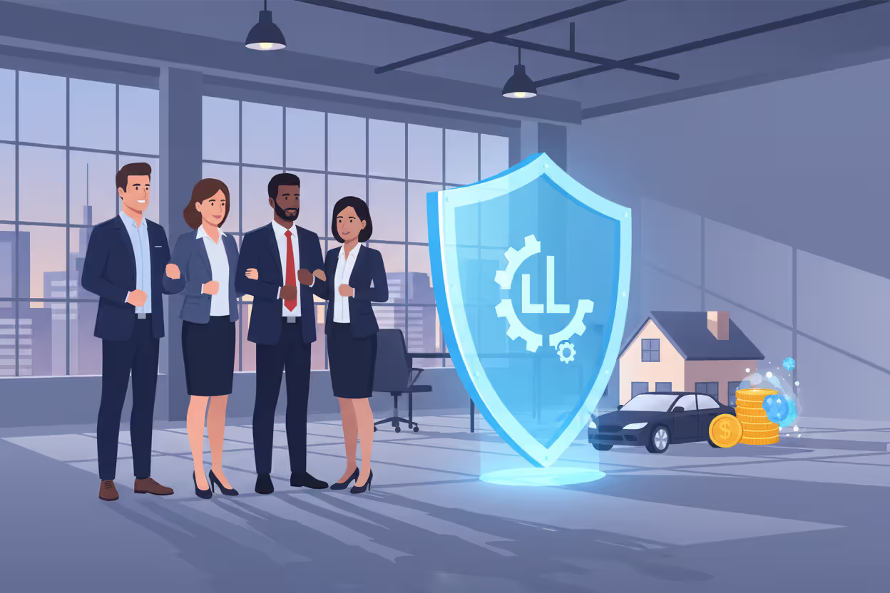 Visual concept of liability protection for business partners