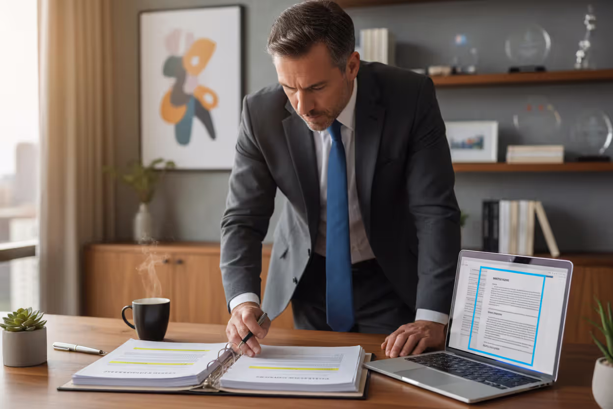 Business owner reviewing an operating agreement before selling an LLC