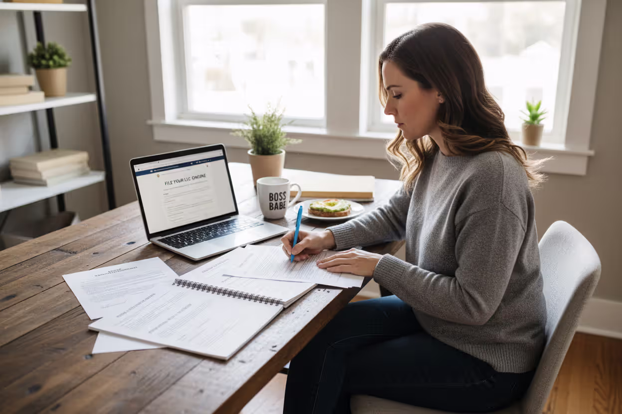 Small business owner filing LLC paperwork independently