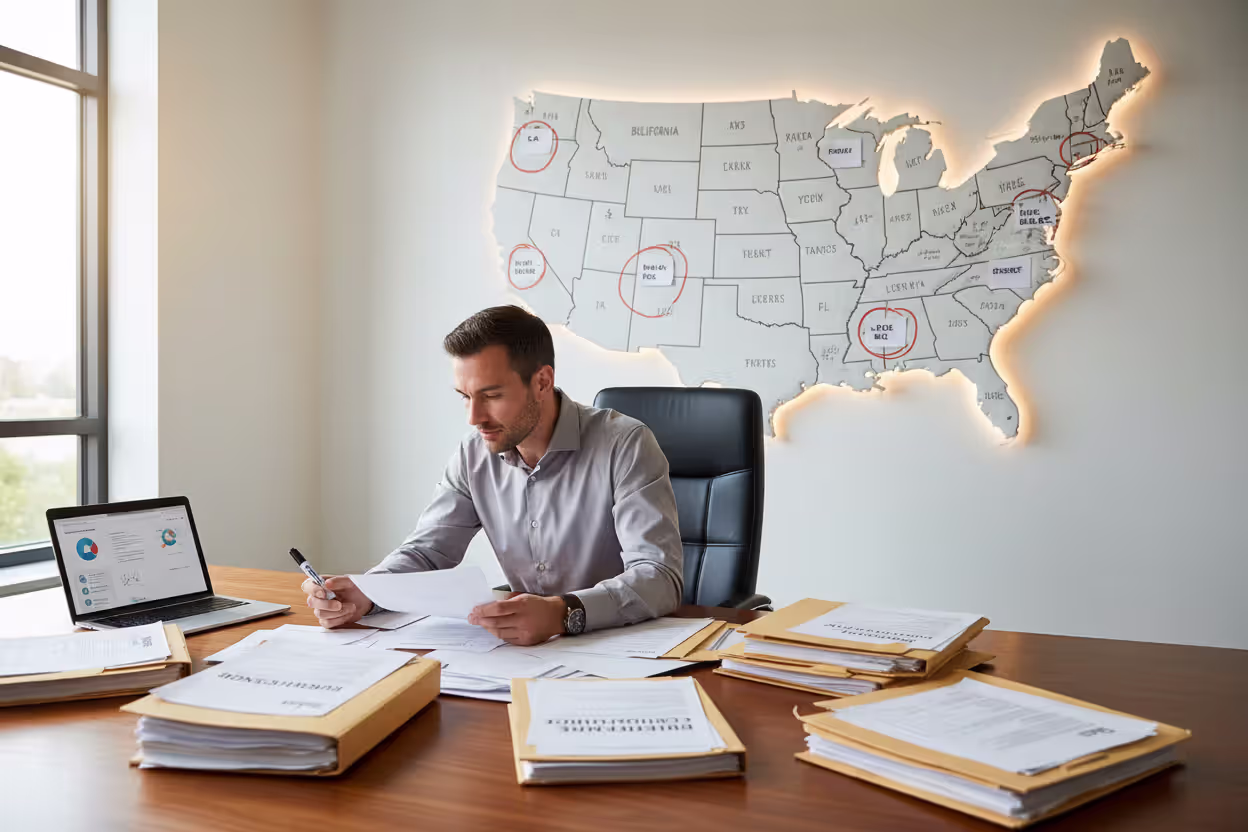 Business owner managing registered agent requirements across multiple states