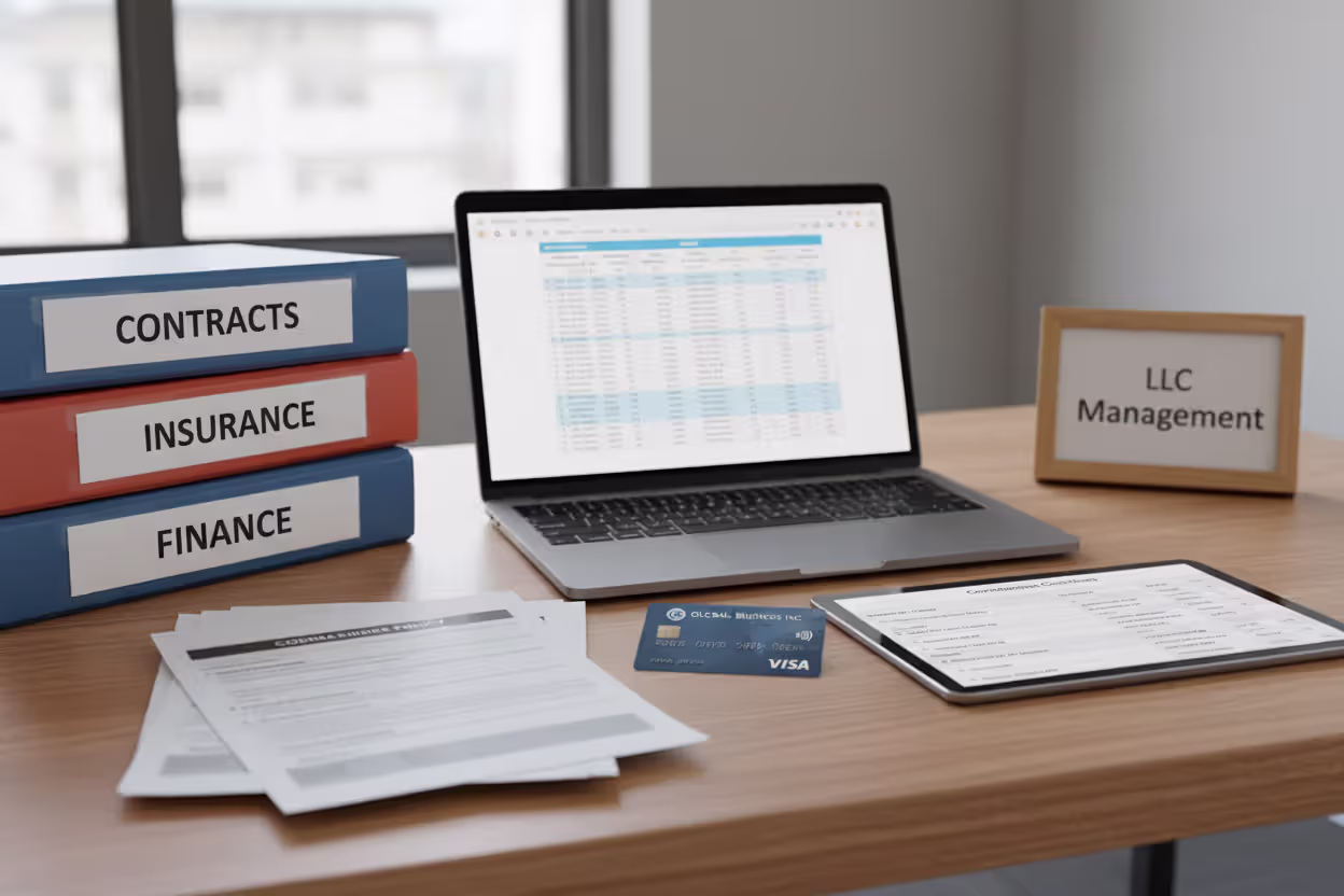 LLC owner managing compliance records and business finances