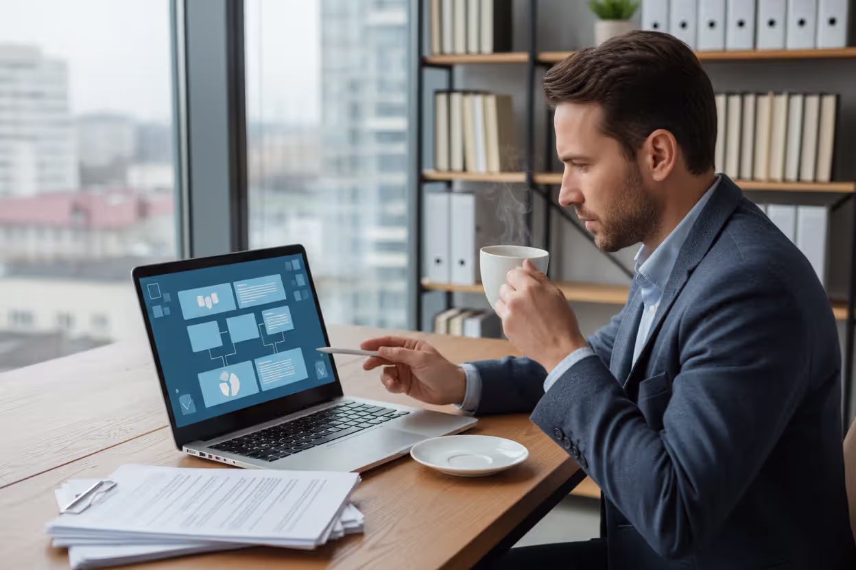 Business owner reviewing state LLC filing requirements on a laptop