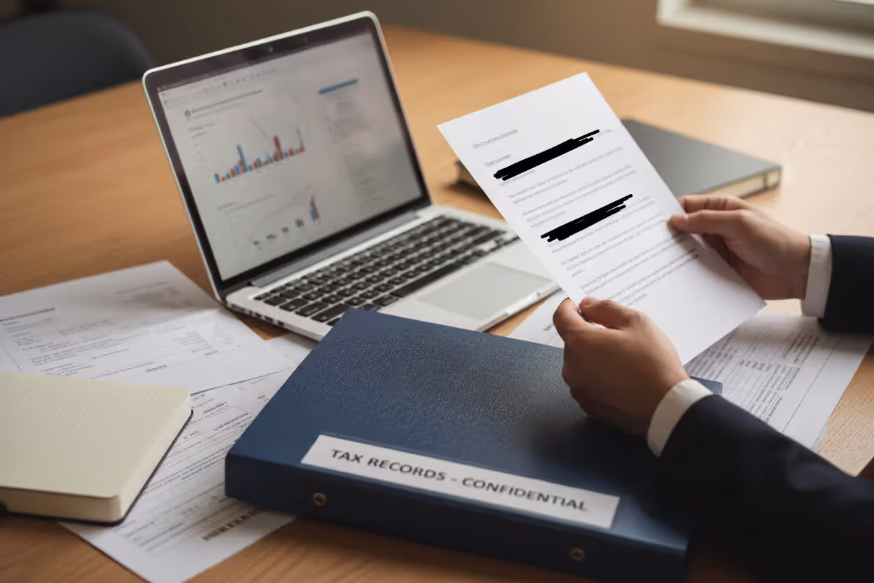 Business owner storing EIN confirmation letter with financial records