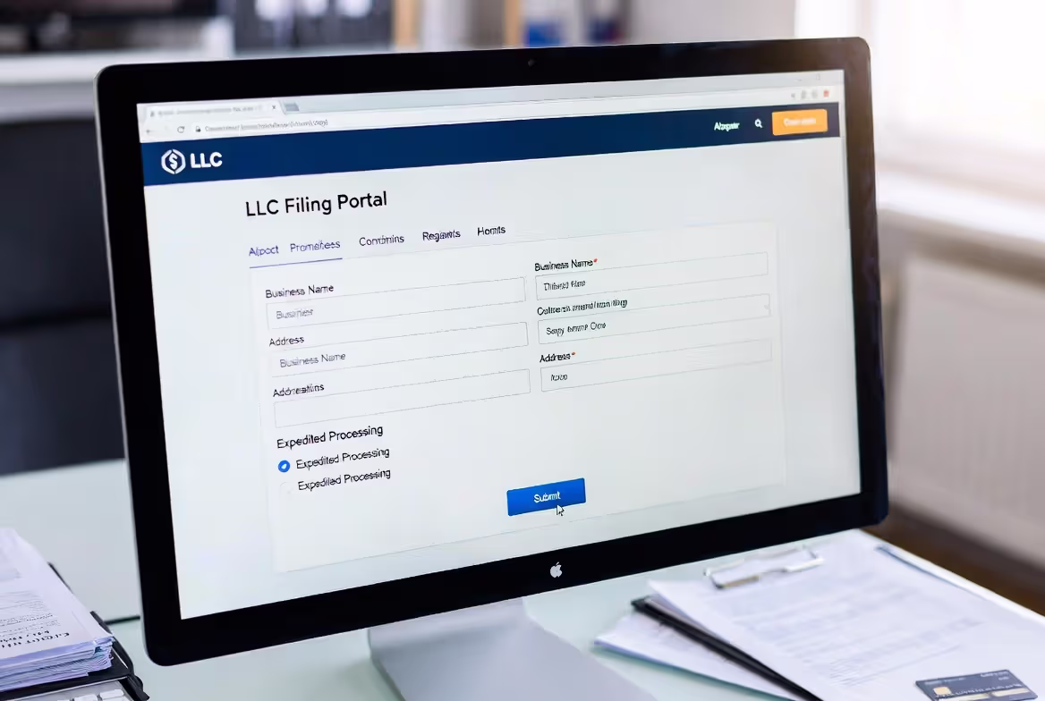 Online LLC filing with expedited processing selected